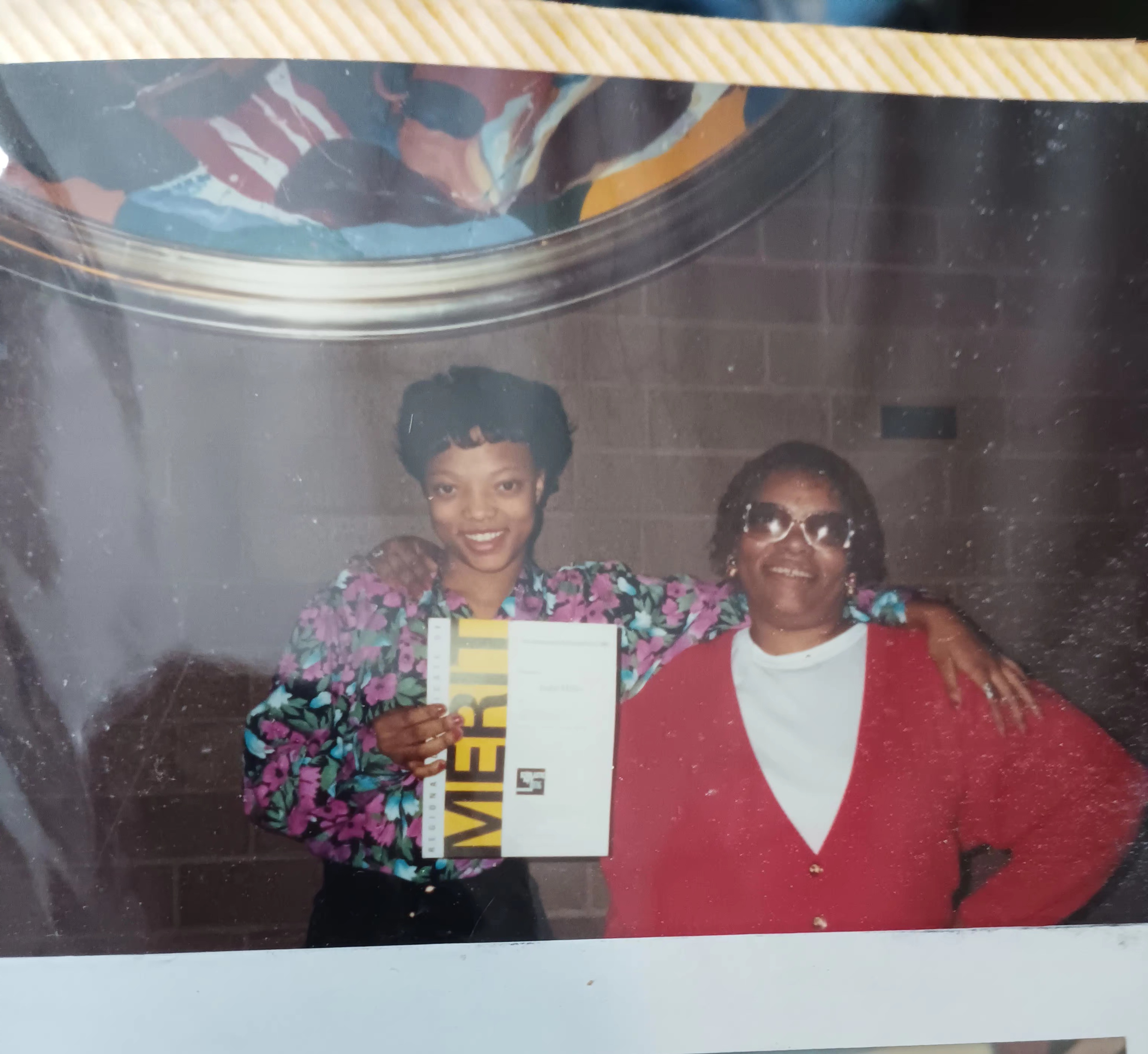 Me and my mama 1992 with my middle school art award
