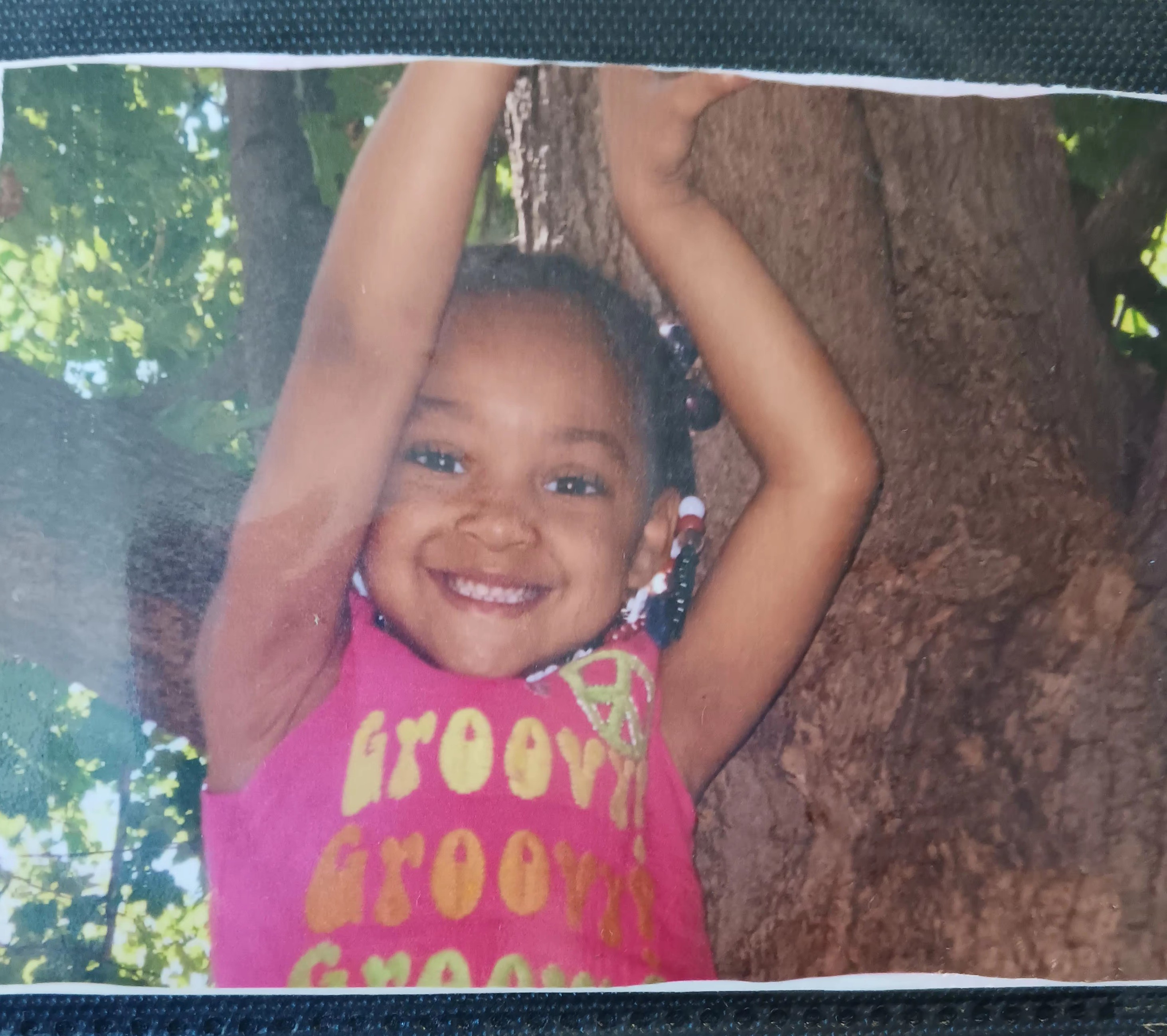 Kerriona (Pink) in a tree